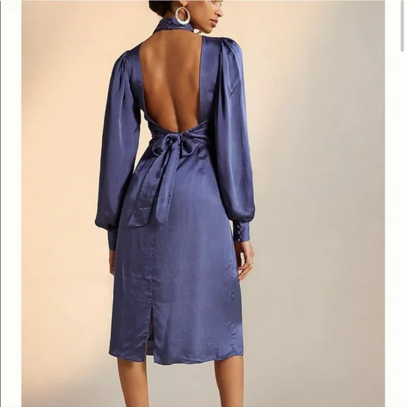 Open back midi dress Satin color - Picture 2 of 6